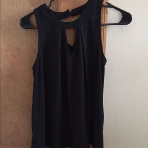 Black Chiffon Cut Out Tank Top